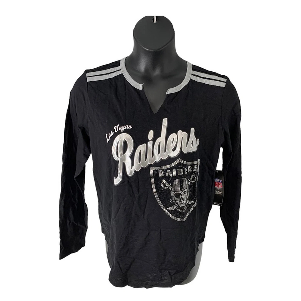 NFL Women's Long Sleeve V-Neck Tee Raiders - Regular